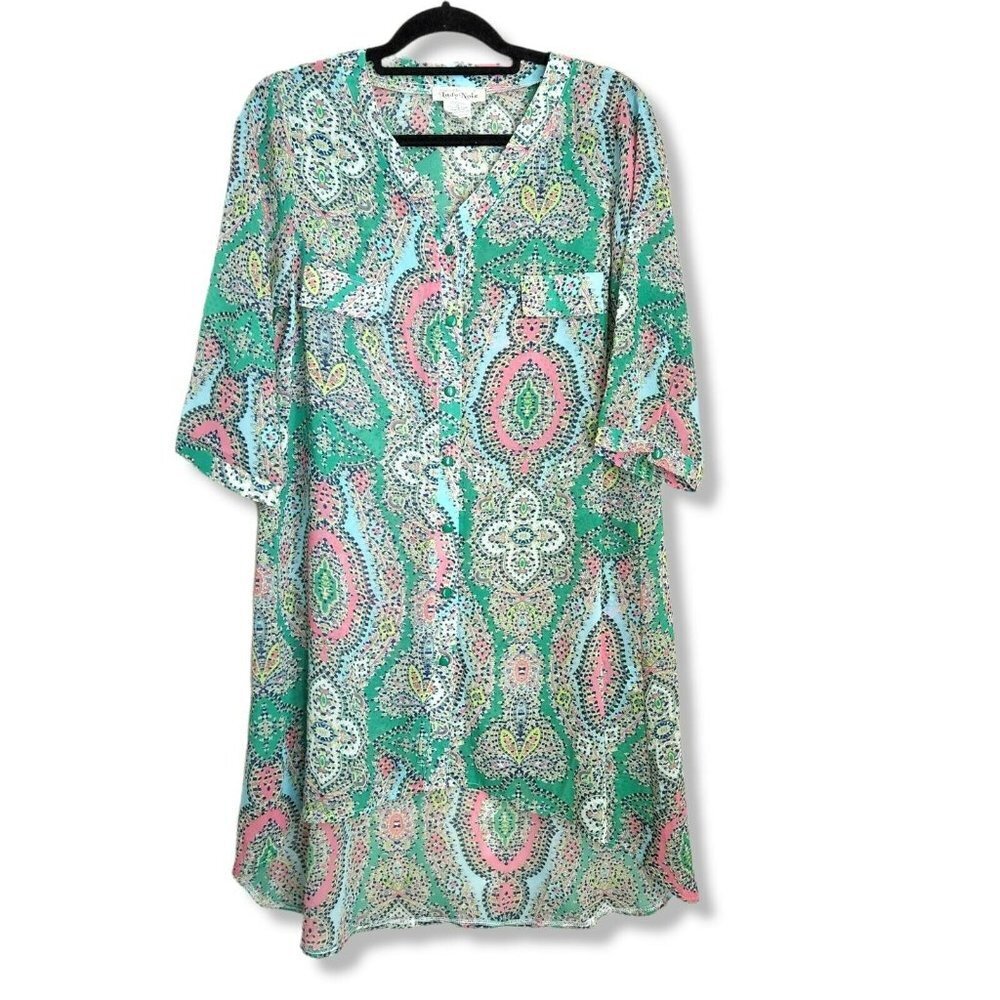 Lady Noiz Womens Paisley Tunic Top Blouse Size S small Sheer